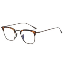Men's Eyeglasses Frame with Tortoise Browline and Bronze Titanium LE0367