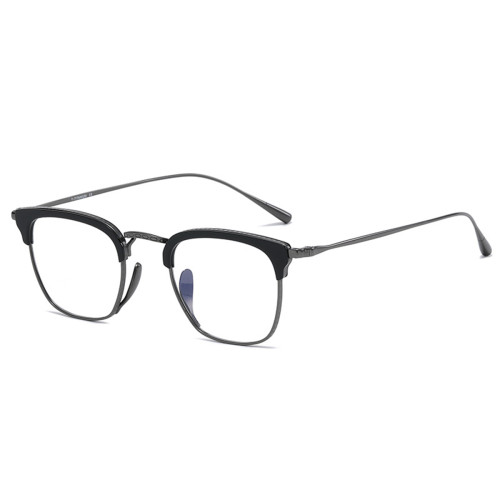 LE0367 Black Browline Glasses with Gunmetal Titanium Frame