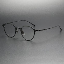 Black Titanium Round Glasses LE0359 - Classic Black Frame Eyewear