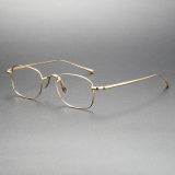 Elegant Gold Frame Glasses LE0360 - Sleek Titanium & Classic Oval Design