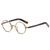 Gold Circle Glasses with Tortoise Acetate Arms LE0364
