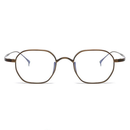 Sleek Bronze Elegance: Titanium Optical Geometric Glasses LE0363