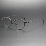 Gunmetal Round Glasses Frames LE0359 - Sleek Titanium Precision