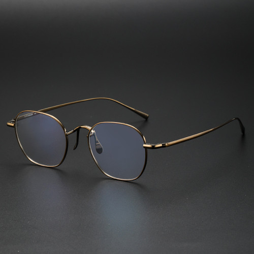 Modern Bronze Square Titanium Glasses LE0361