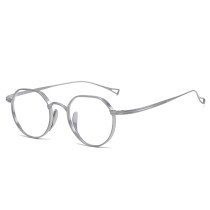 Silver Sheen Elegance: Titanium Geometric Glasses LE0362