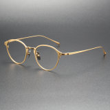 Gold Round Frame Glasses - Titanium Elegance with Adjustable Fit LE0359