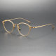 Gold Round Frame Glasses - Titanium Elegance with Adjustable Fit LE0359