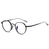 Black Titanium Geometric Frame Glasses LE0362