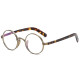 Round Prescription Glasses with Bronze Frame and Tortoise Acetate Arms LE0364