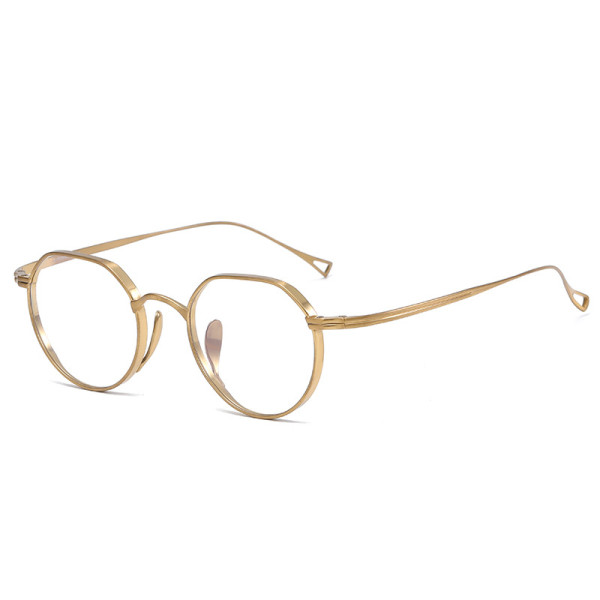 Golden Allure: Geometric Titanium Optical Glasses LE0362