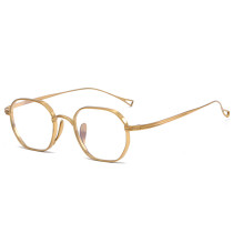 Refined Elegance in Gold Frame Titanium Geometric Glasses LE0363