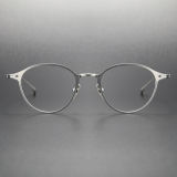 Silver Titanium Round Prescription Glasses - Sleek Adjustable Frame LE0359