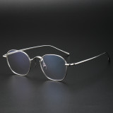 LE0361 Sleek Silver Titanium Square Glasses – Precision Crafted