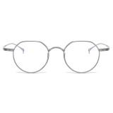 Silver Sheen Elegance: Titanium Geometric Glasses LE0362