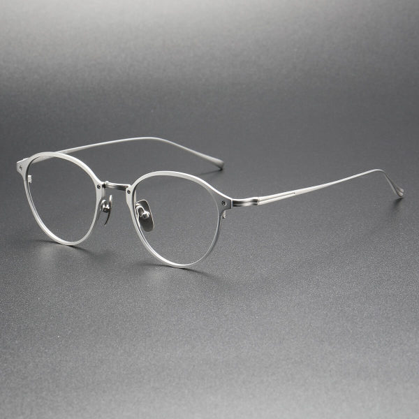 Silver Titanium Round Prescription Glasses - Sleek Adjustable Frame LE0359