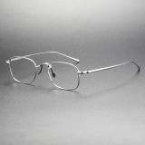 Silver Titanium Oval Glasses LE0360 - Sleek and Modern