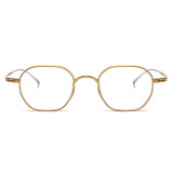 Refined Elegance in Gold Frame Titanium Geometric Glasses LE0363
