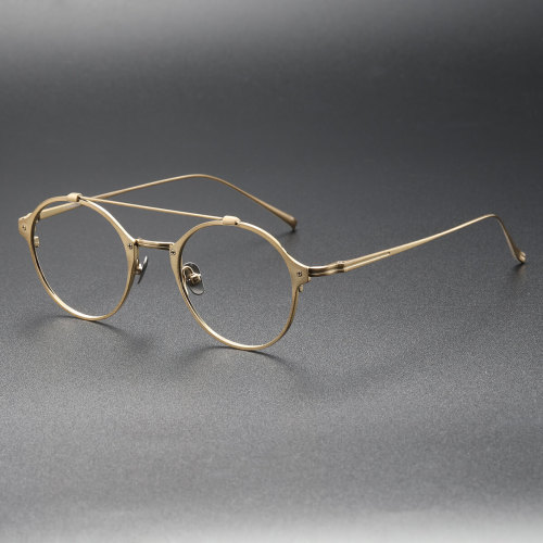 Gold Aviator Glasses LE0354 - Luxurious Titanium Elegance