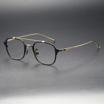 Black & Gold Square Titanium Glasses LE0355 - Elegance Redefined