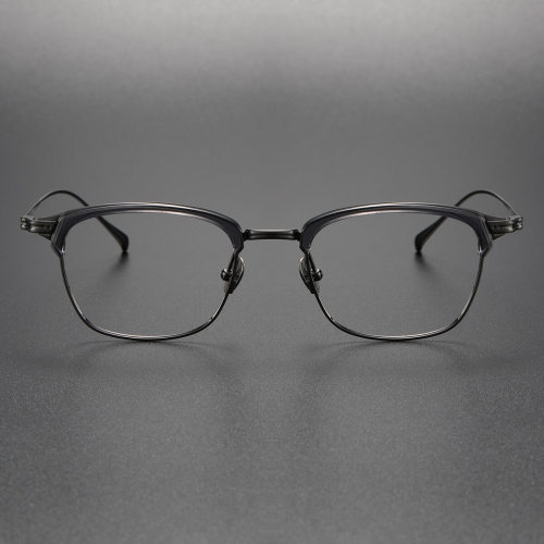 High-End Prescription Glasses LE0353 - Gunmetal & Gray Browline Design