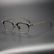 Black and Gold Glasses LE0353 - Titanium Browline Elegance