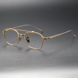 Elegant LE0355 Gold Rim Glasses - Classic Square Titanium Frames with Comfort Fit
