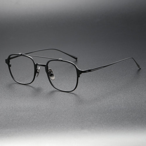 LE0355 Black Square Glasses: Titanium Elegance for Precision Vision
