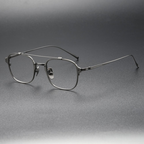 LE0355 Gunmetal Square Spectacles - Titanium Frames for Precision and Style