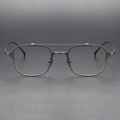 LE0355 Gunmetal Square Spectacles - Titanium Frames for Precision and Style
