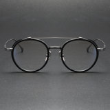 Cool Prescription Glasses LE0356 - Gunmetal & Black Geometric Titanium Frames