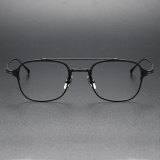 LE0355 Black Square Glasses: Titanium Elegance for Precision Vision