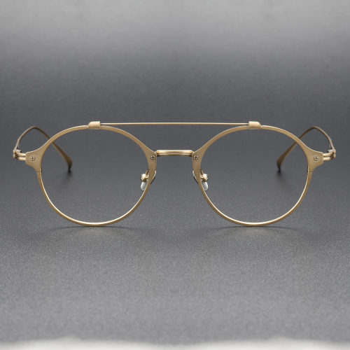 Gold Aviator Glasses LE0354 - Luxurious Titanium Elegance