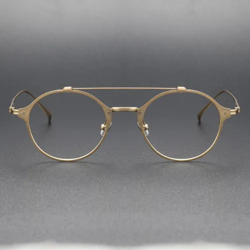 Gold Aviator Glasses LE0354 - Luxurious Titanium Elegance