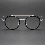 Circle Prescription Glasses LE0356 - Black & Silver Titanium Geometric Frames