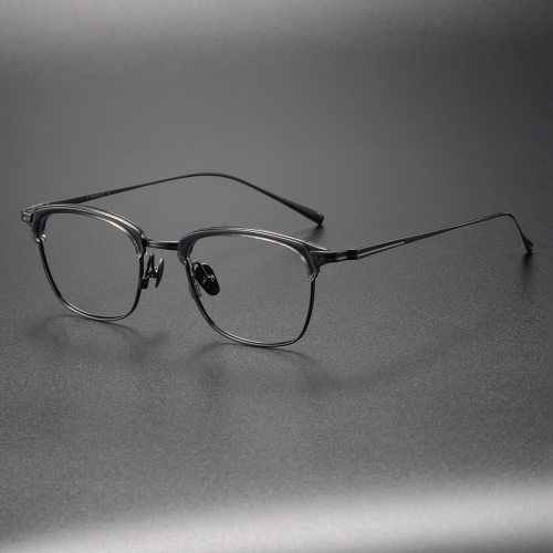 High-End Prescription Glasses LE0353 - Gunmetal & Gray Browline Design