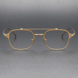 Elegant LE0355 Gold Rim Glasses - Classic Square Titanium Frames with Comfort Fit