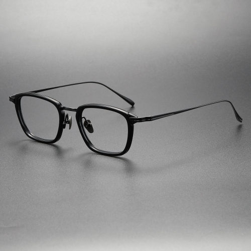Black Frame Glasses LE0352 - Sleek Titanium Rectangle Style