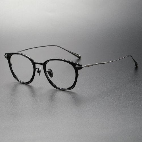 Progressive Readers LE0351: Gunmetal & Black Titanium Round Glasses