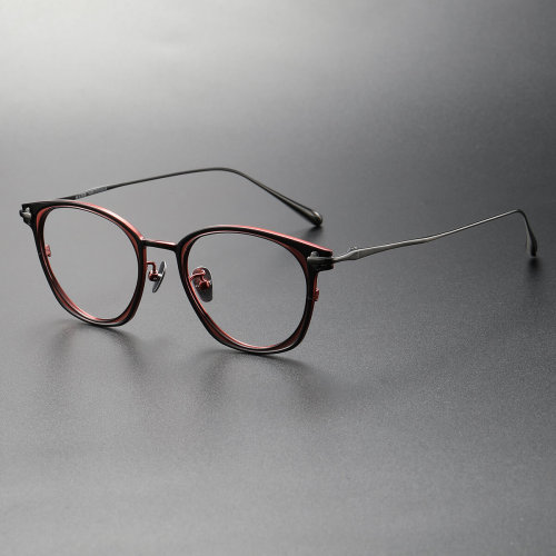 Womens Designer Glasses LE0351 in Black Red – Titanium Round Frames