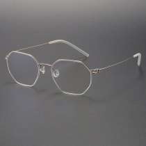 Gold Frame Glasses LE0349: No Screw Geometric Design
