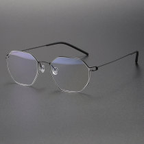 Black Glasses LE0349: Sleek Geometric Titanium Frame