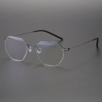 Geometric Glasses LE0349: Sleek Gunmetal with No Screw Design