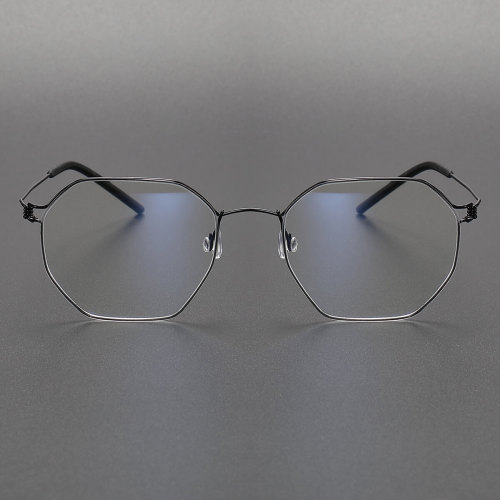 Black Glasses LE0349: Sleek Geometric Titanium Frame