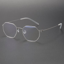 Light Weight Glasses LE0349: Silver Geometric Elegance