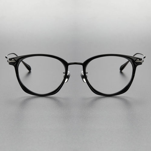 Progressive Readers LE0351: Gunmetal & Black Titanium Round Glasses