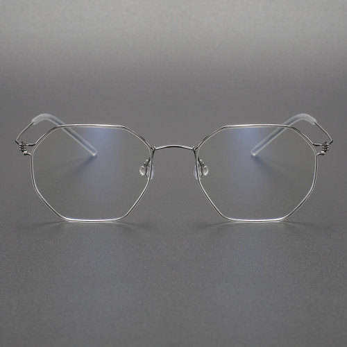 Light Weight Glasses LE0349: Silver Geometric Elegance