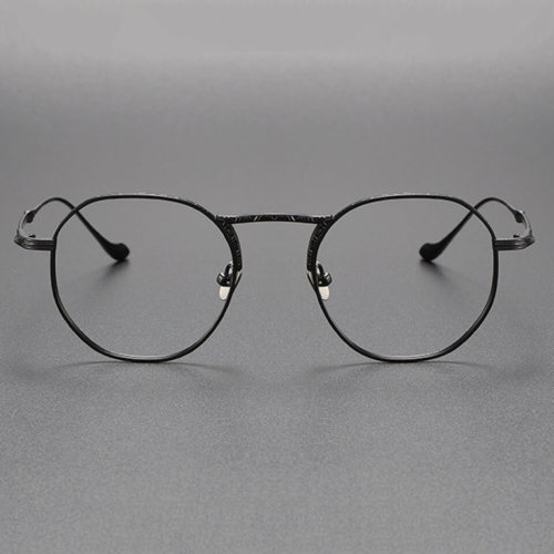 Black Frame Glasses LE0400: Classic Round Titanium Design