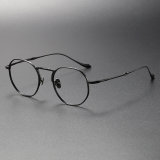Black Frame Glasses LE0400: Classic Round Titanium Design