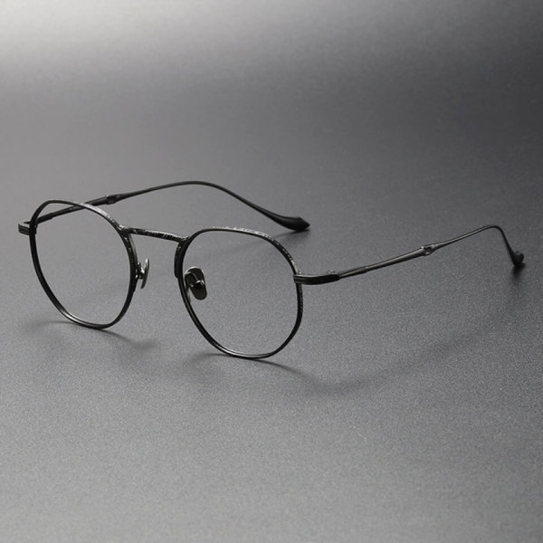 Black Frame Glasses LE0400: Classic Round Titanium Design