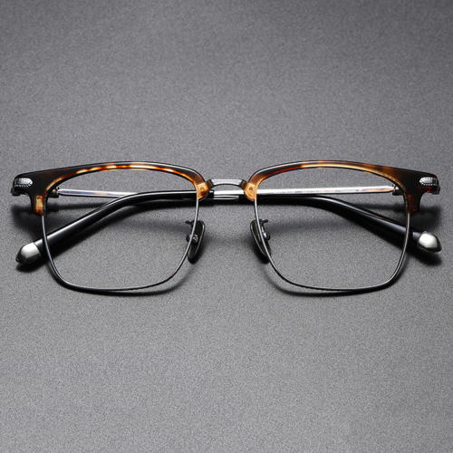 Blue Light Blocker Glasses LE0438 - Tortoise & Silver Browline Frames